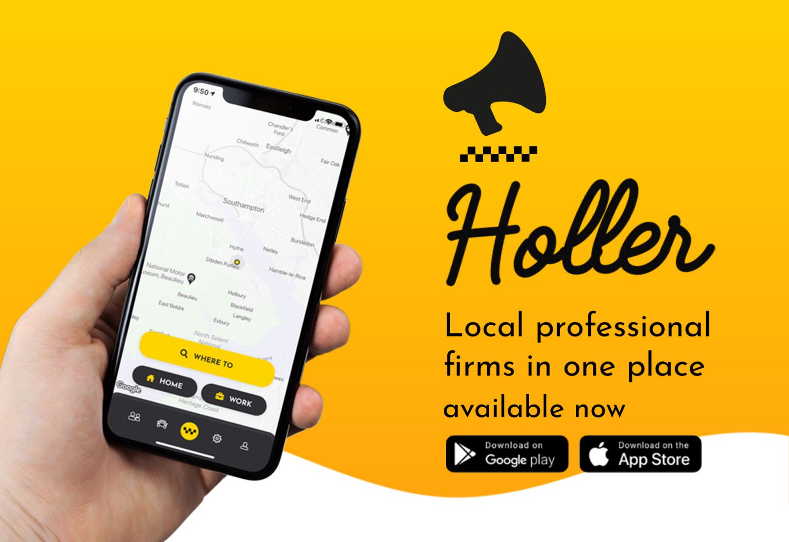Go to the Holler Taxi app page