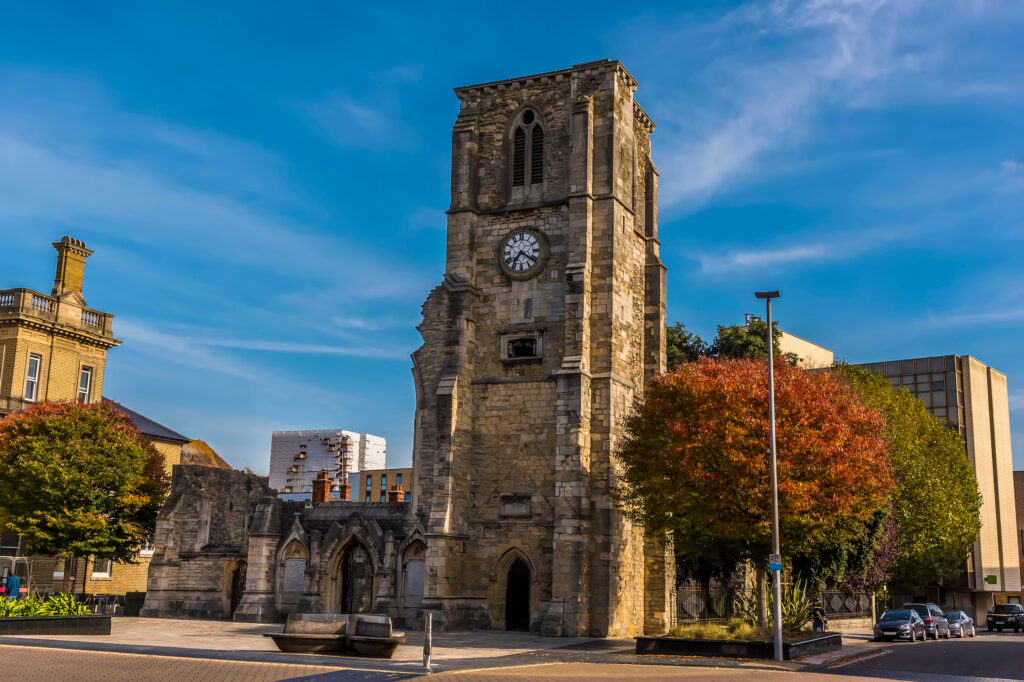 Old church building in Southampton City's Bargate area